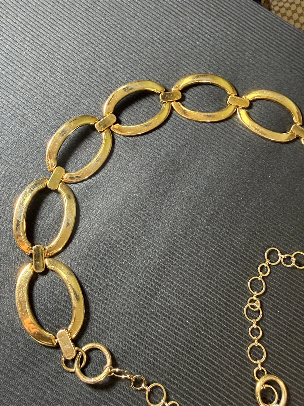 Gold Oval Link Chain Belt with Adjustable Rings - Women Accessories - Picture 2 of 5